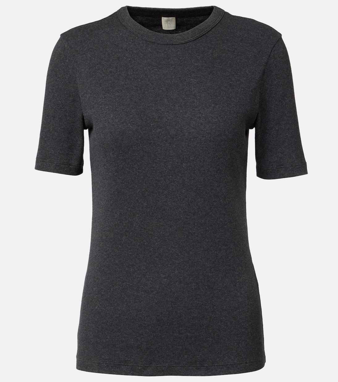

Топ из джерси с добавлением хлопка в рубчик Toteme, Charcoal Melange