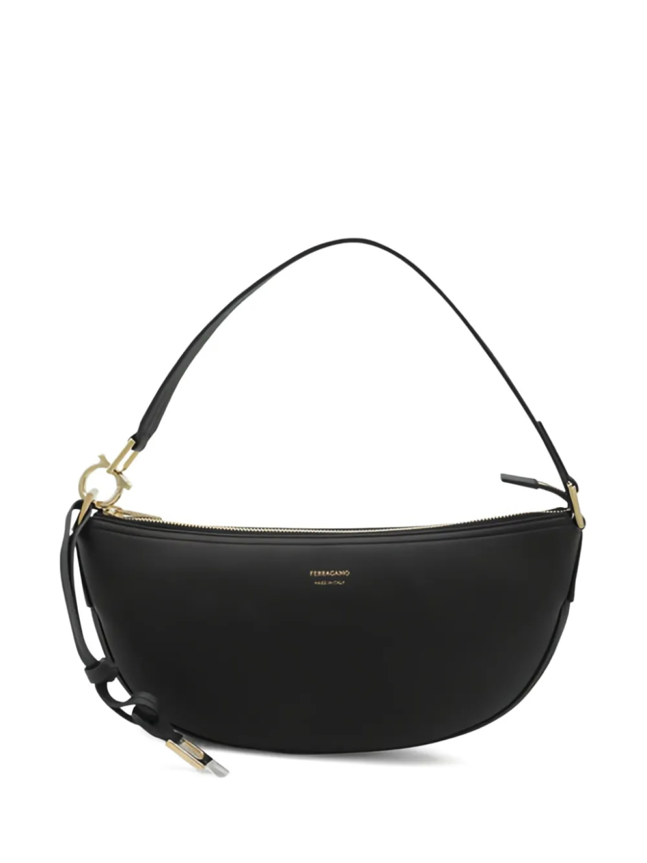 

Маленькая овальная кожаная сумка через плечо Ferragamo, черный