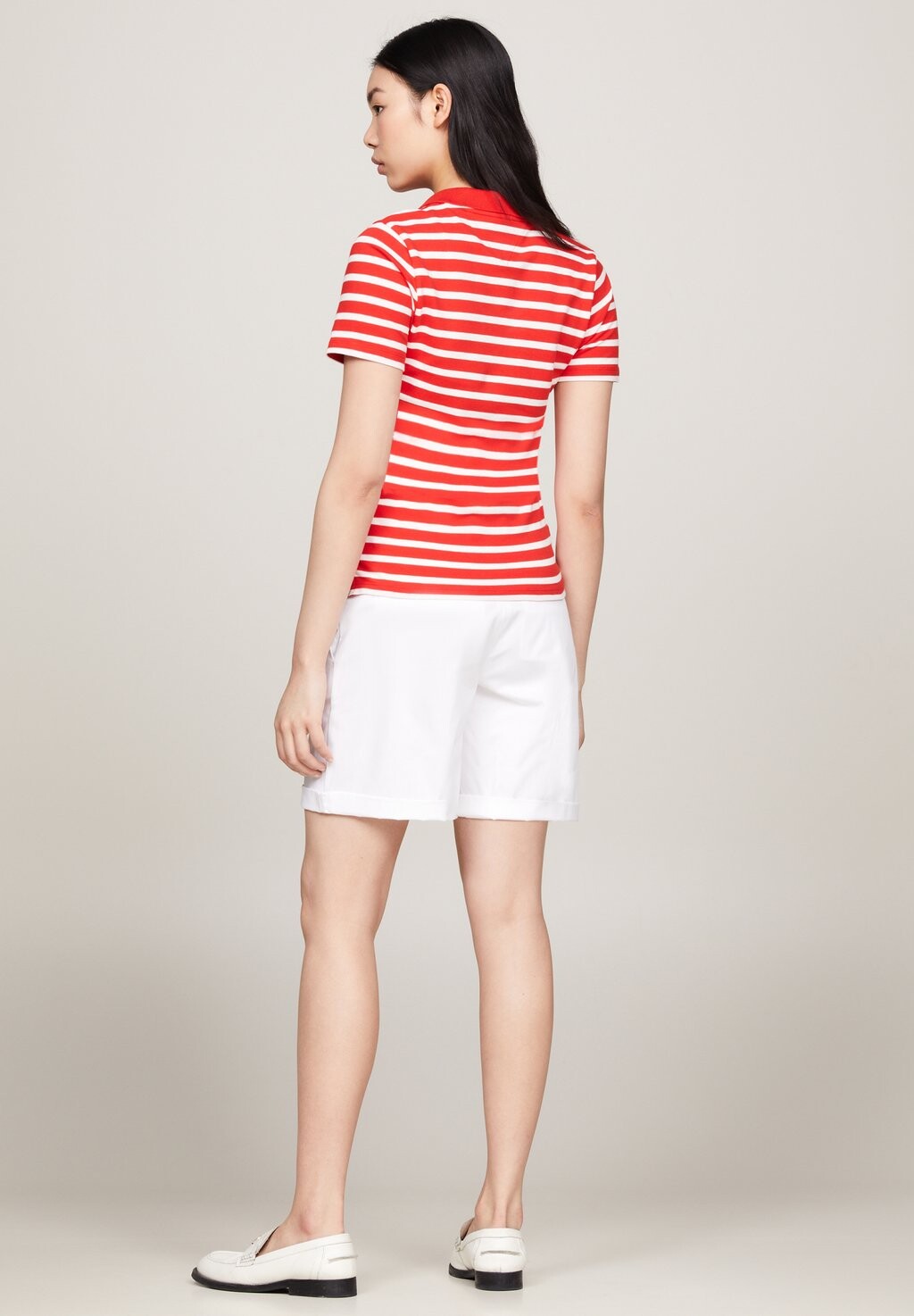 

Рубашка-поло 1985 Slim Stripe Tommy Hilfiger, яростный красный/бежевый