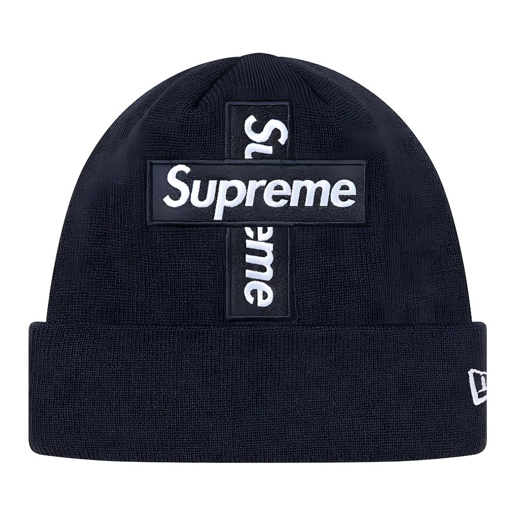 

Supreme Новая Эра Вязаная шапка с логотипом, Navy Blue