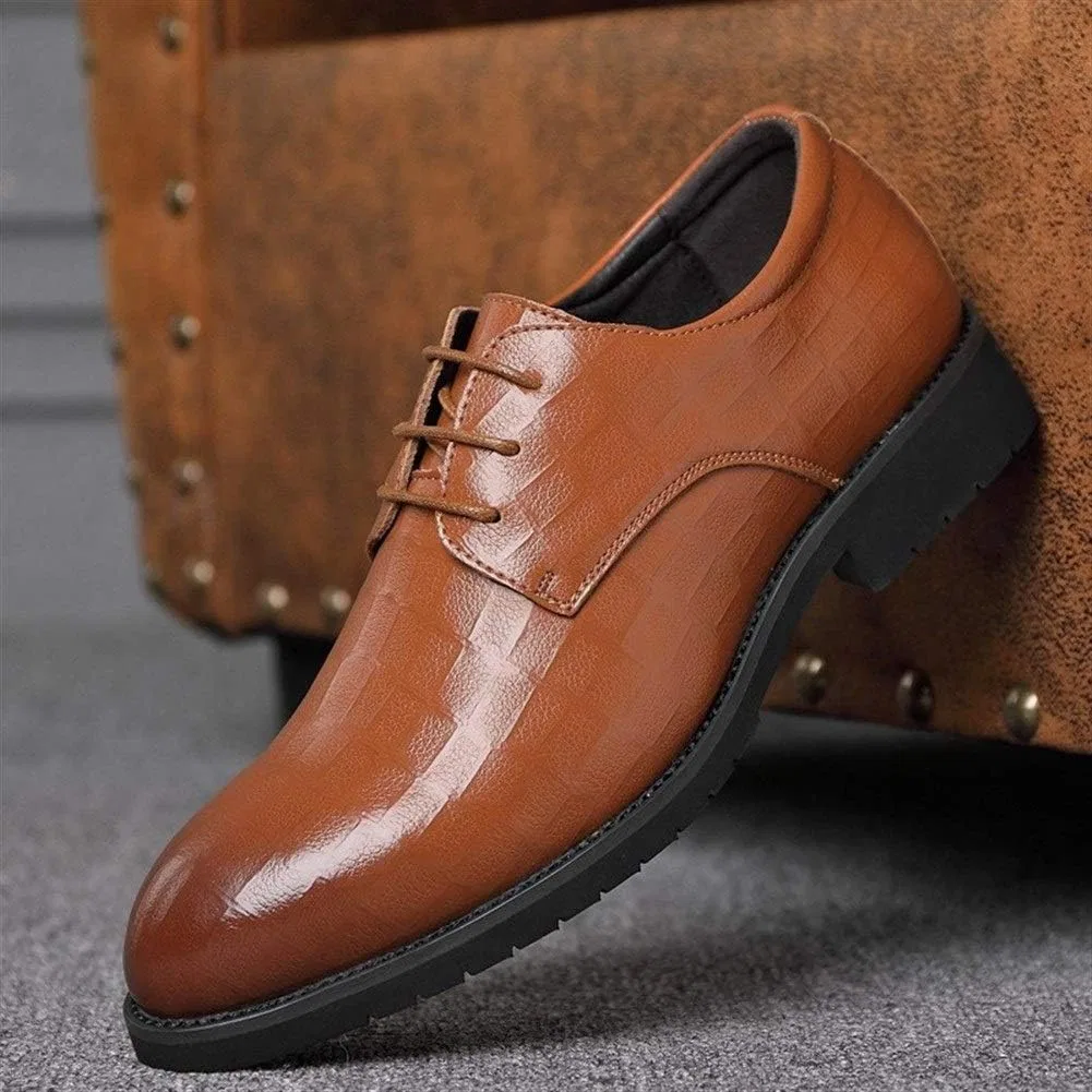 Туфли Kleid Oxford Schuhe für Männer Schnürung rund gebrannte Zehenschuhe Cowide Non Slip Low Block Heel Anti-Slip-Hochzeit Generic, Braun — фото 2