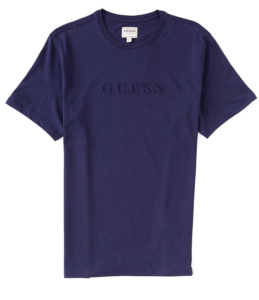 

Футболка Guess с короткими рукавами и вышитым логотипом Pima, синий