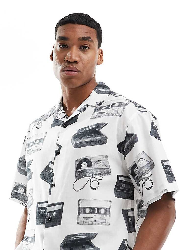 

ASOS DESIGN – Рубашка оверсайз с кассетным принтом и воротником с лацканами