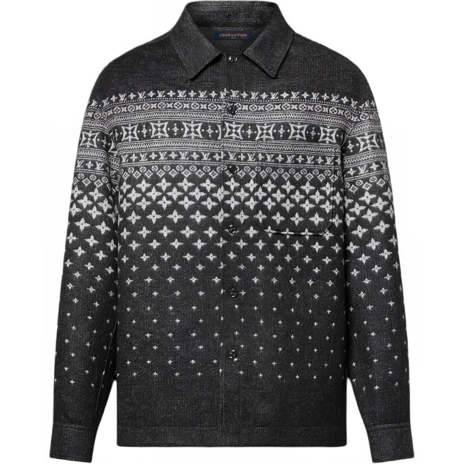 Футболка Lv Silk Cashmere And Wool Blend Double Face Jacquard Overshirt LOUIS VUITTON, черная — фото 2