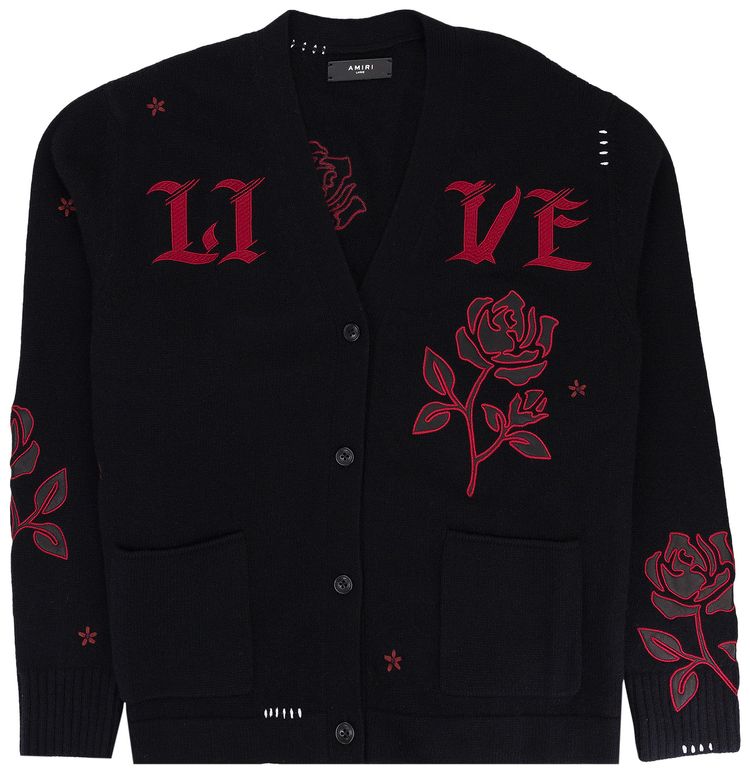 

Свитер Amiri Cashmere Blend Cardigan Sweater 'Black/Red', черный