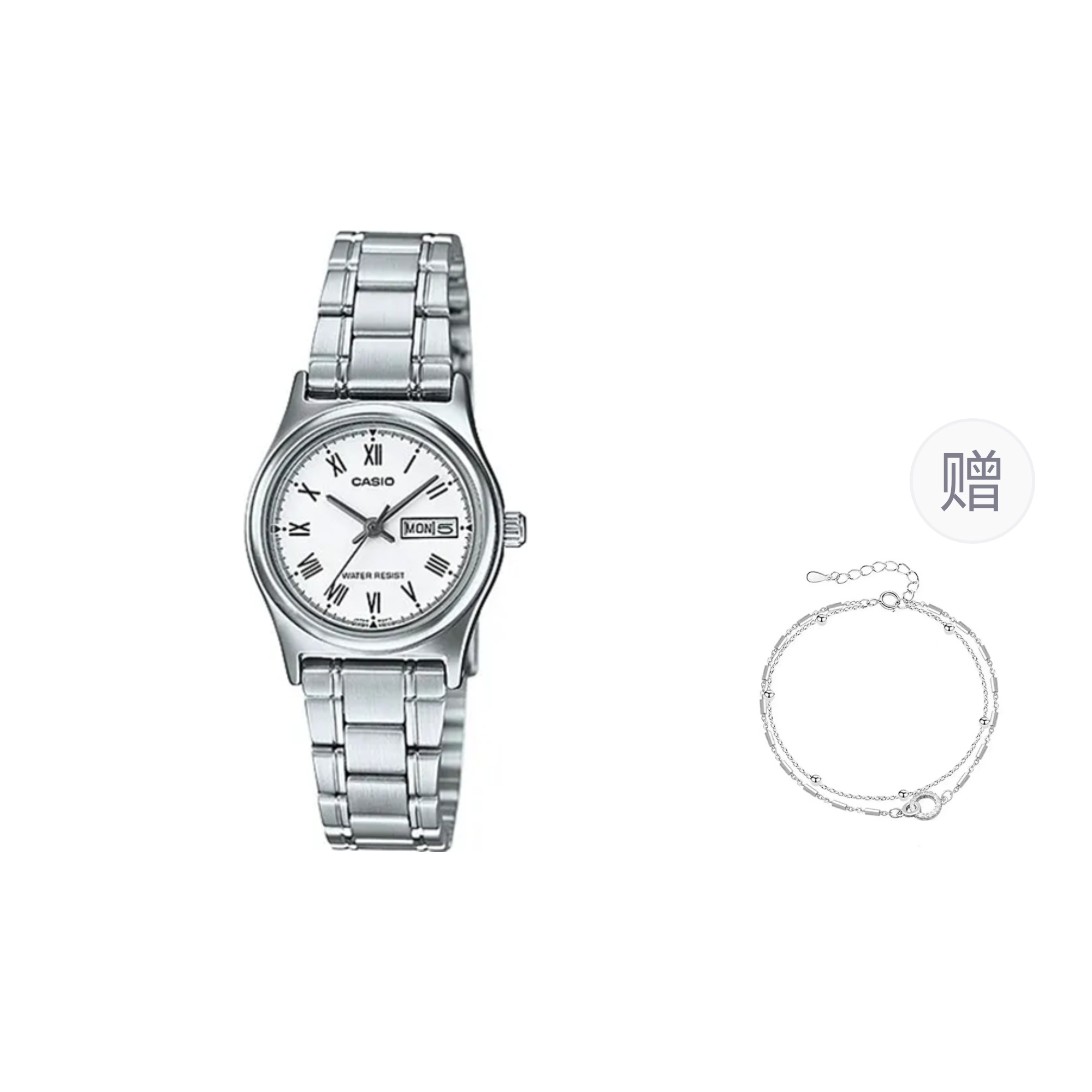 

CASIO Часы Women's Silver Watch, White