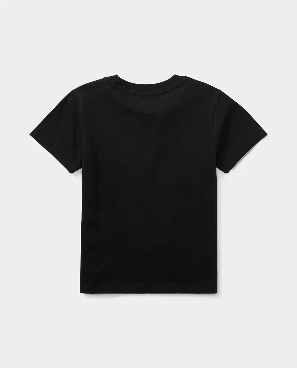 Черная хлопковая футболка для мальчика Polo Ralph Lauren — фото 2