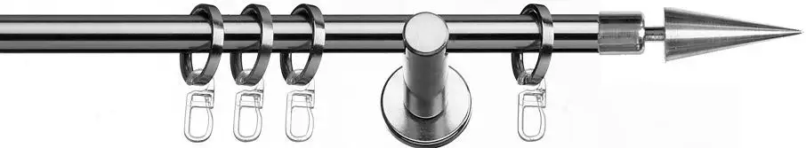 

Карниз indeko "Vevey", 1 направляющая, фиксированного размера, полный комплект, включая кольца и крепежный материал 240 см, Ø16мм, цвет edelstahlfarben