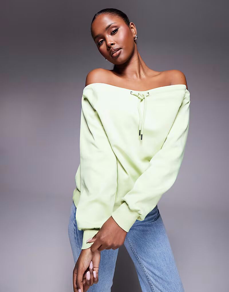 

Толстовка ASOS DESIGN из интерлока с завязками пастельно-зеленого цвета