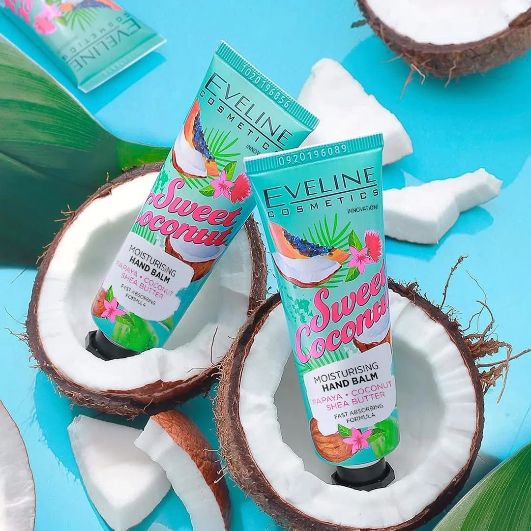 Увлажняющий бальзам для рук Eveline Cosmetics Sweet Coconut с маслом ши и папайи, 50 мл Eveline Cosmetics — фото 3