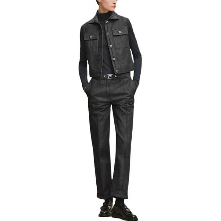 

HERMES Женская жилетка угольно-серого цвета, Charcoal Gray