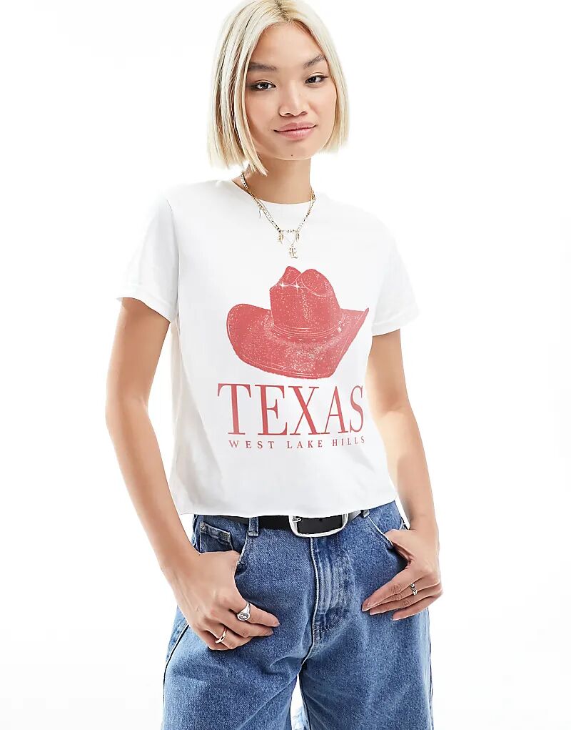 

Футболка ASOS DESIGN для малышей белого цвета с графическим принтом техасского ковбоя
