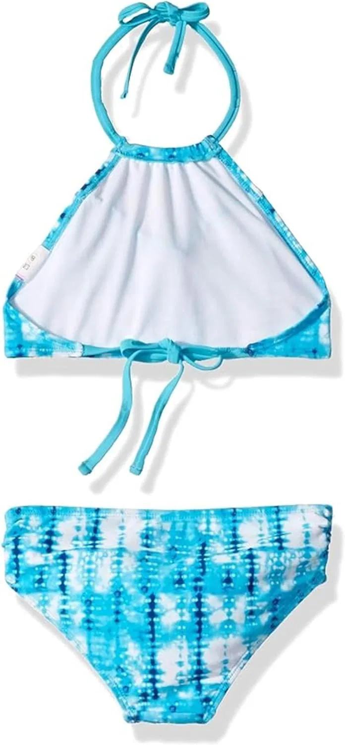 Купальник Kanu Surf Girls Morgan с рюшами и завязками на шее, состоящий из двух частей, Willow Aqua Tie-Dye — фото 2