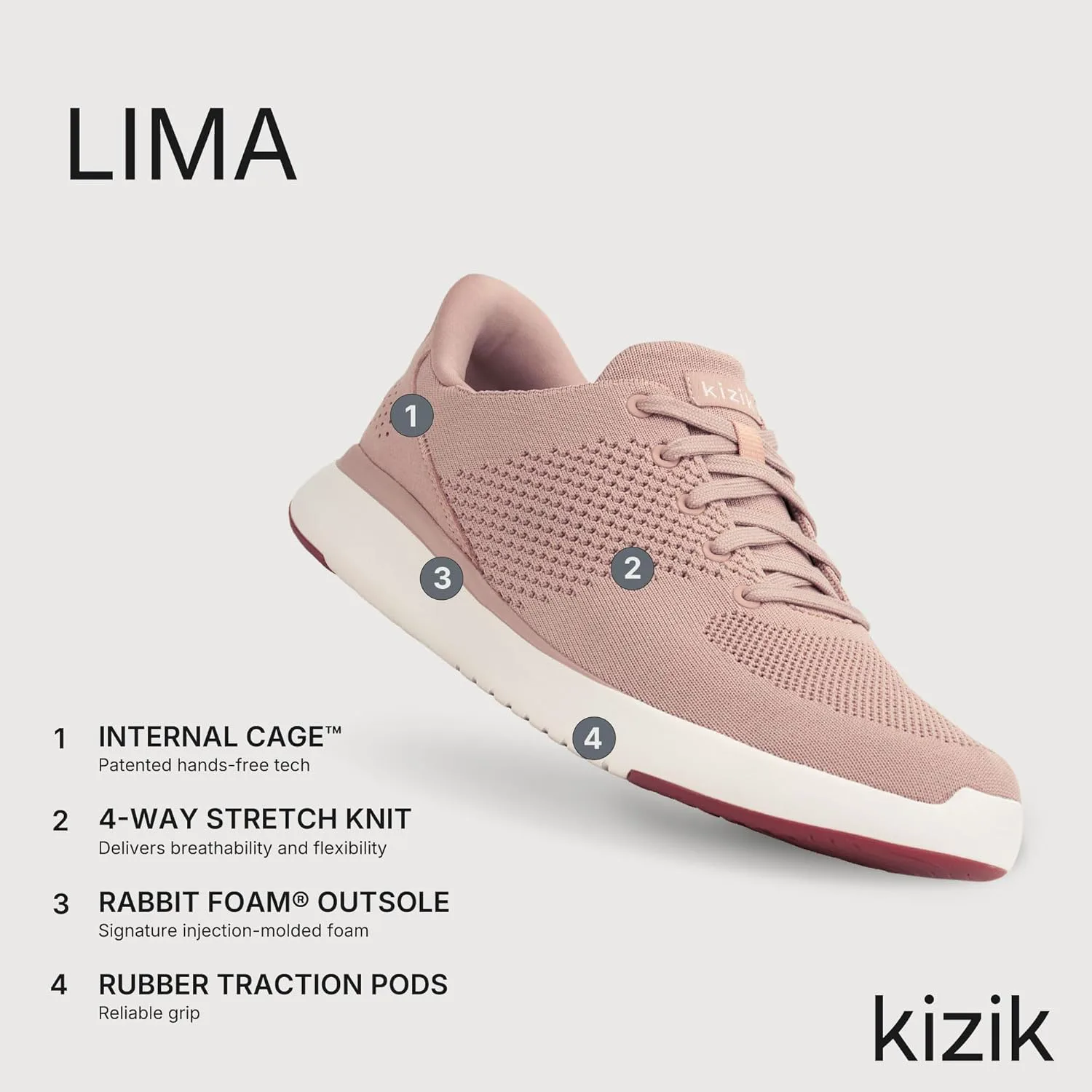 Кроссовки Kizik Slip On: Lima - удобные для повседневной носки, с Hands-Free, дышащий верх из трикотажа, мужские и женские прогулочные обувь с поддержкой свода стопы — фото 4