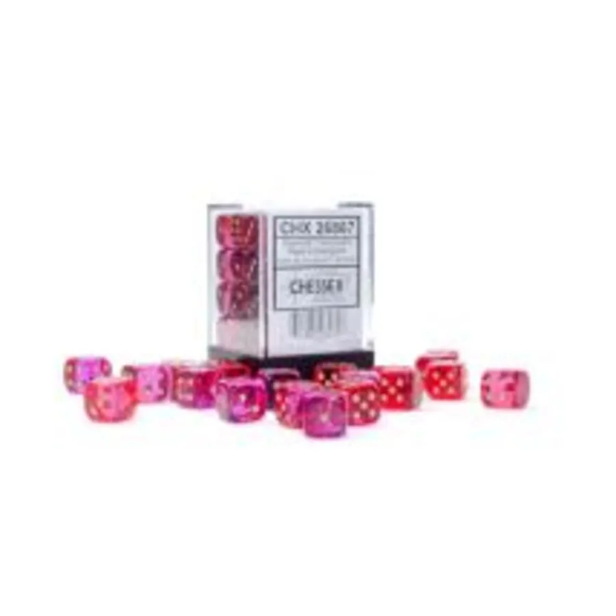

d6 12 мм полупрозрачный красно-фиолетовый с золотом (36), Dice - Gemini - d6 12mm (Chessex)