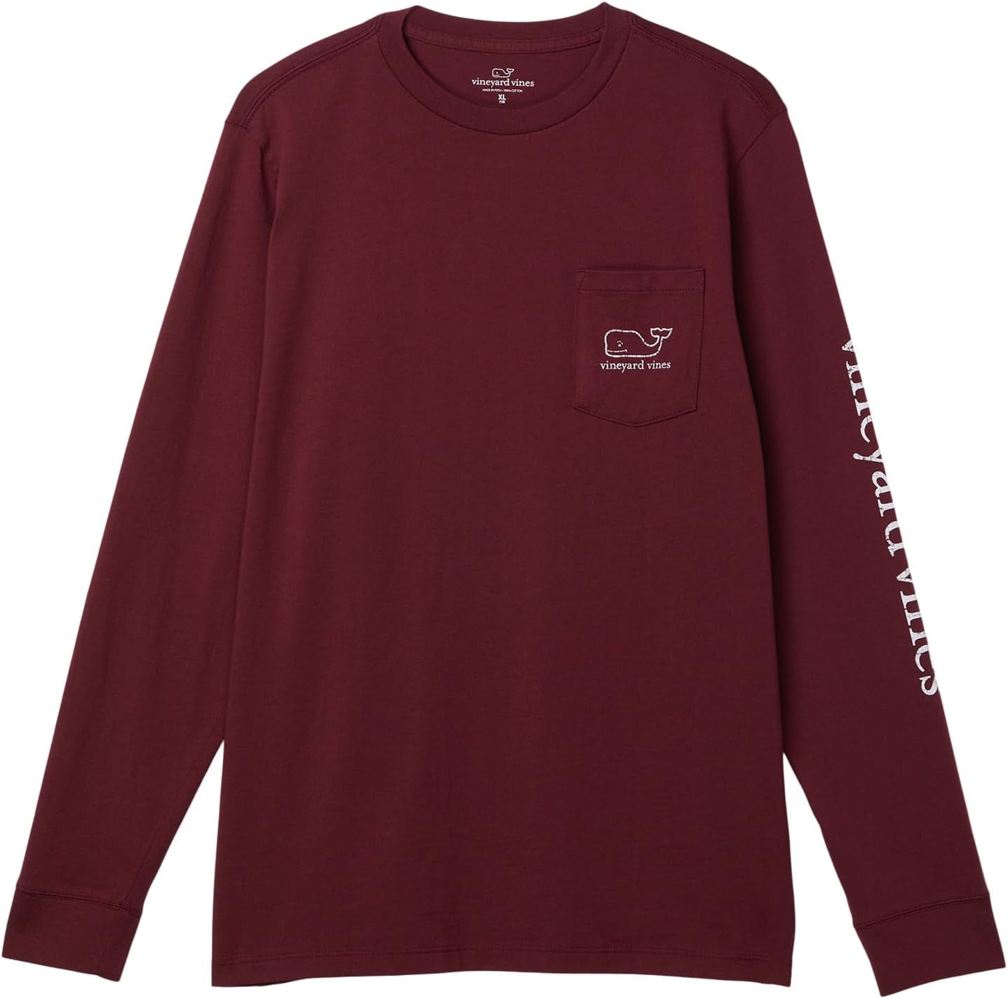 

Футболка Vineyard Vines Kids Long Sleeve Vintage Whale Pocket Tee, цвет Crimson