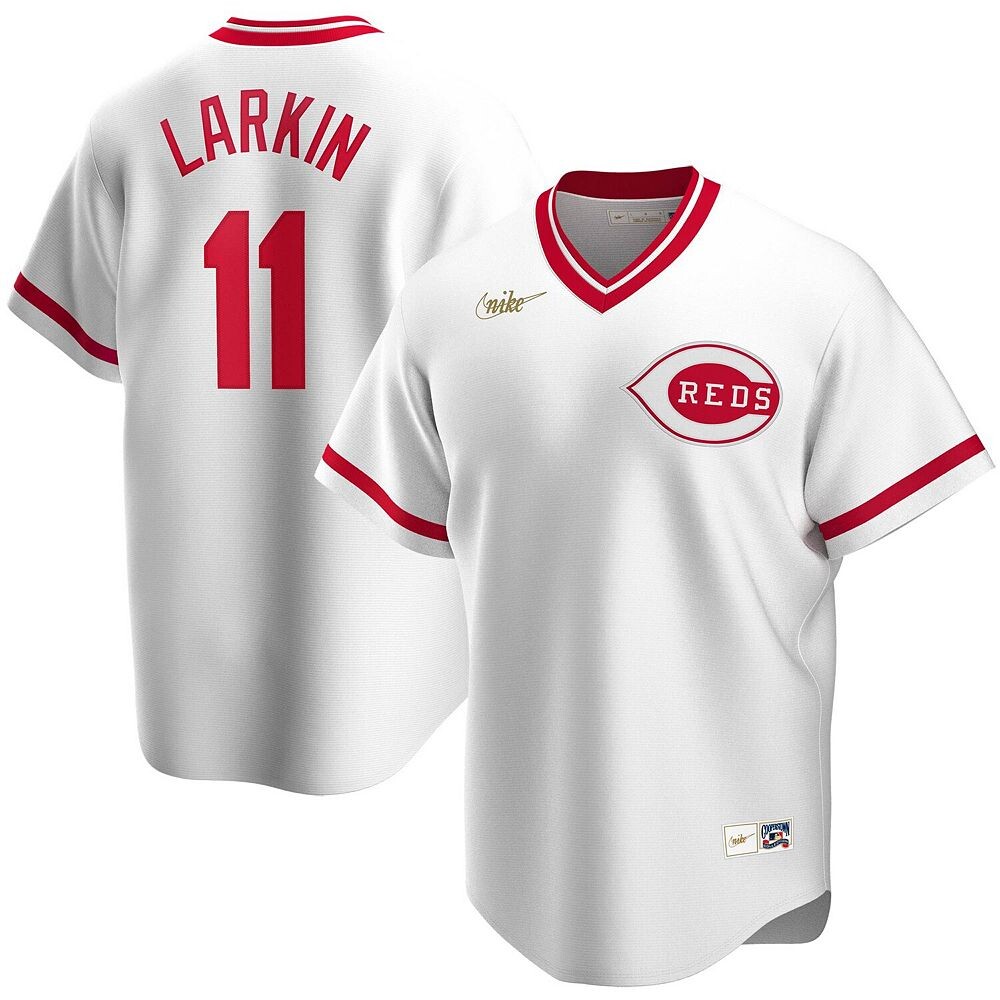 

Мужская футболка Nike Barry Larkin White Cincinnati Reds Home Cooperstown Collection Player, цвет Red White