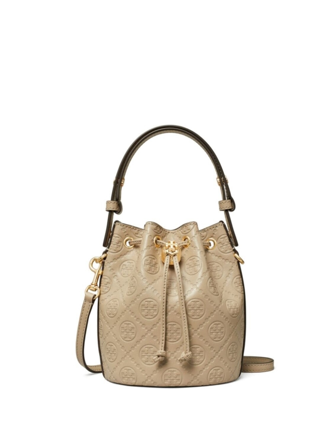 

Tory Burch сумка-ведро размера мини с монограммой T, нейтральный цвет