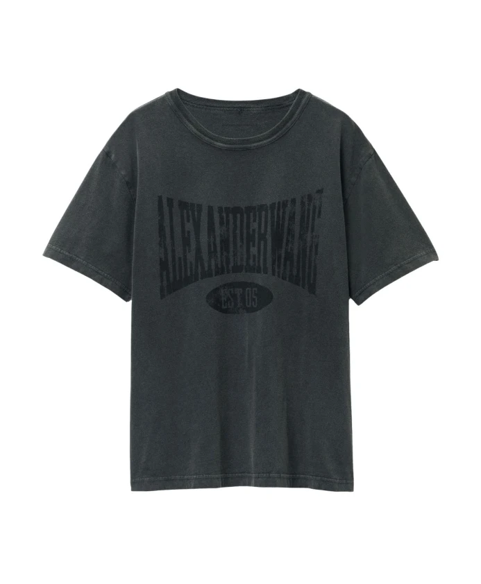 

Хлопковая футболка с потертым логотипом Alexander Wang, черный