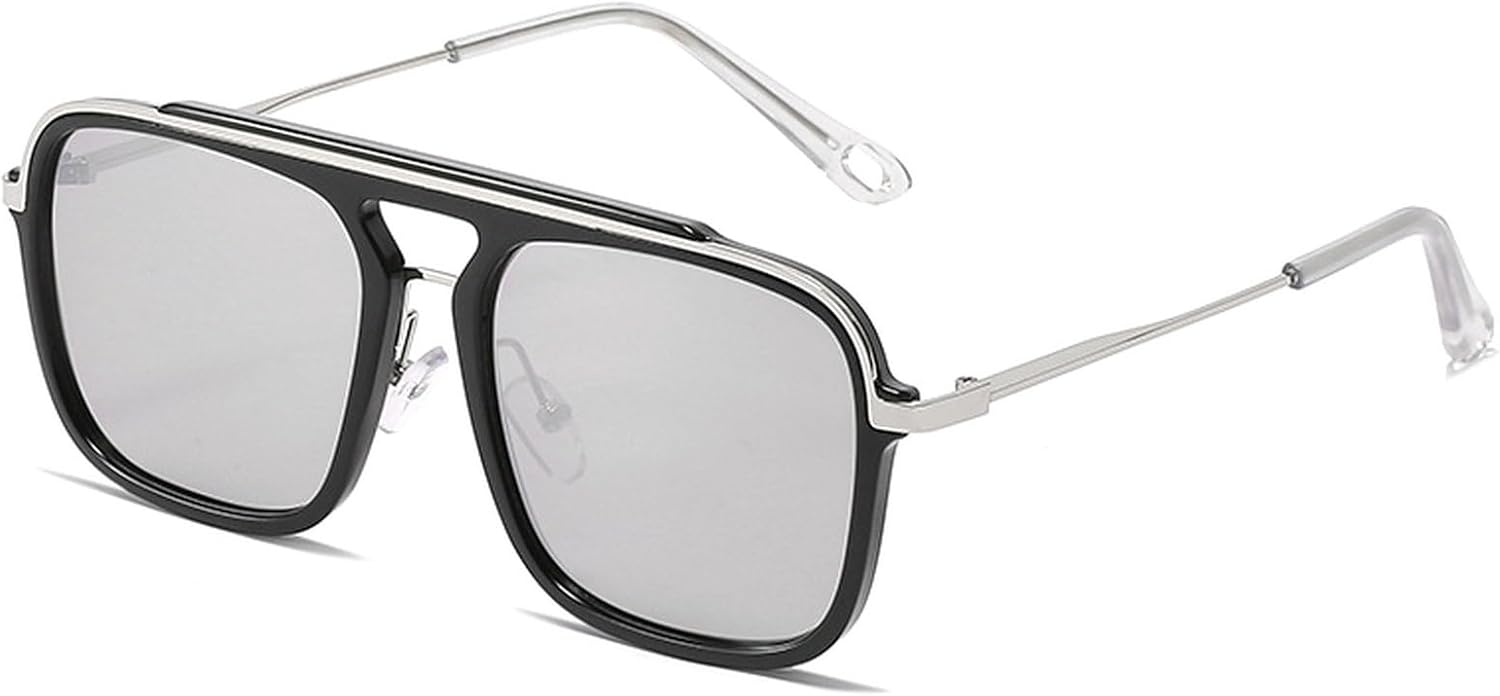 

Популярные модные солнцезащитные очки-пилот с двойной перемычкой для женщин, ретро-градиентные очки с защитой от УФ-излучения UV400 для мужчин, квадратные солнцезащитные очки для активного отдыха mincl, Silver