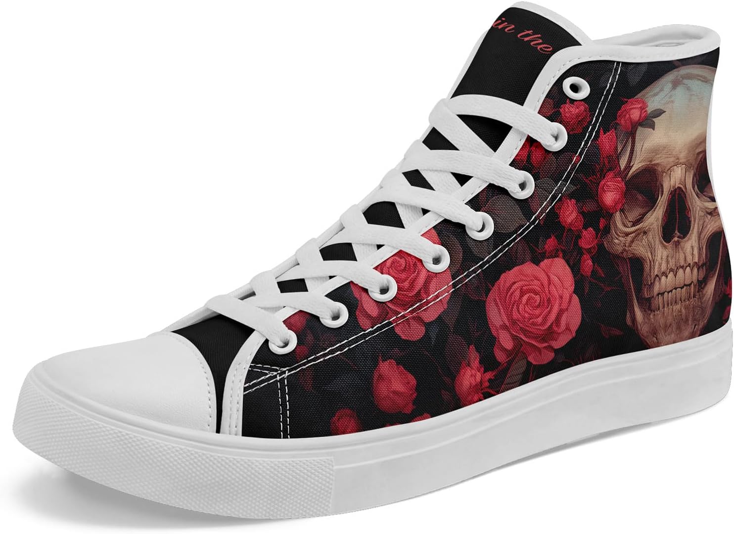 

Высокие кеды с черепом из холста для мужчин и женщин, панк-готический стиль, модные унисекс, стильные повседневные обувь с плоской подошвой Awsole, белый/черный/розовый/бежевый