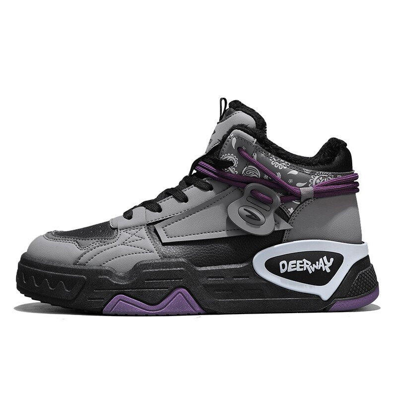 

Кеды мужские, обувь для скейтбординга высокая серый черный фиолетовый Deerway