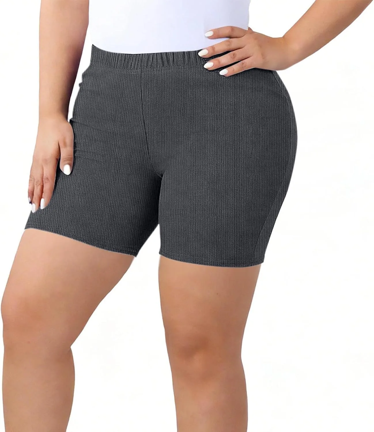 Женские шорты для йоги 3" Plus Size с эластичным поясом — фото 2
