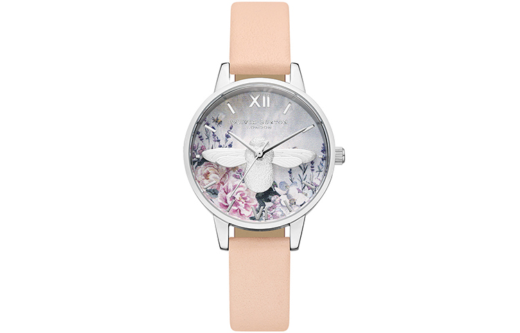 

OLIVIA·BURTON Часы Bee Series Wrist Watch Quartz Movement Genuine Leather Strap 30mm Silver Dial Women's Watch