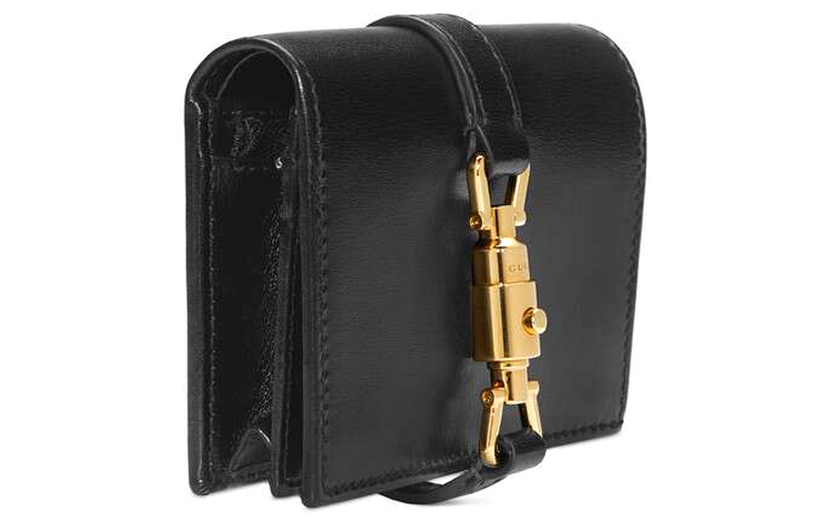 GUCCI Кошелек Jackie 1961 Leather Clutch Card Holder, маленький, женский, черный — фото 2