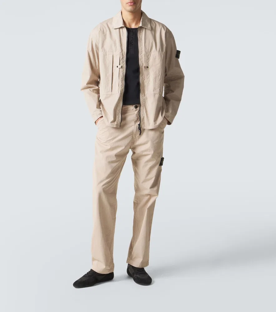 Прямые хлопковые брюки Compass Stone Island, бежевый — фото 2