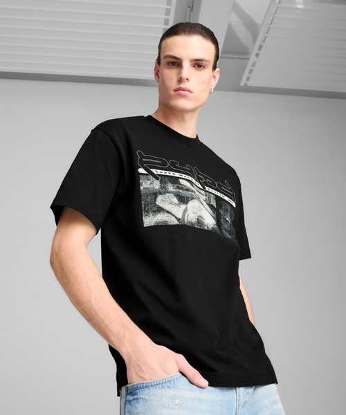 

Мужская футболка с коротким рукавом, принт PUMA, черный