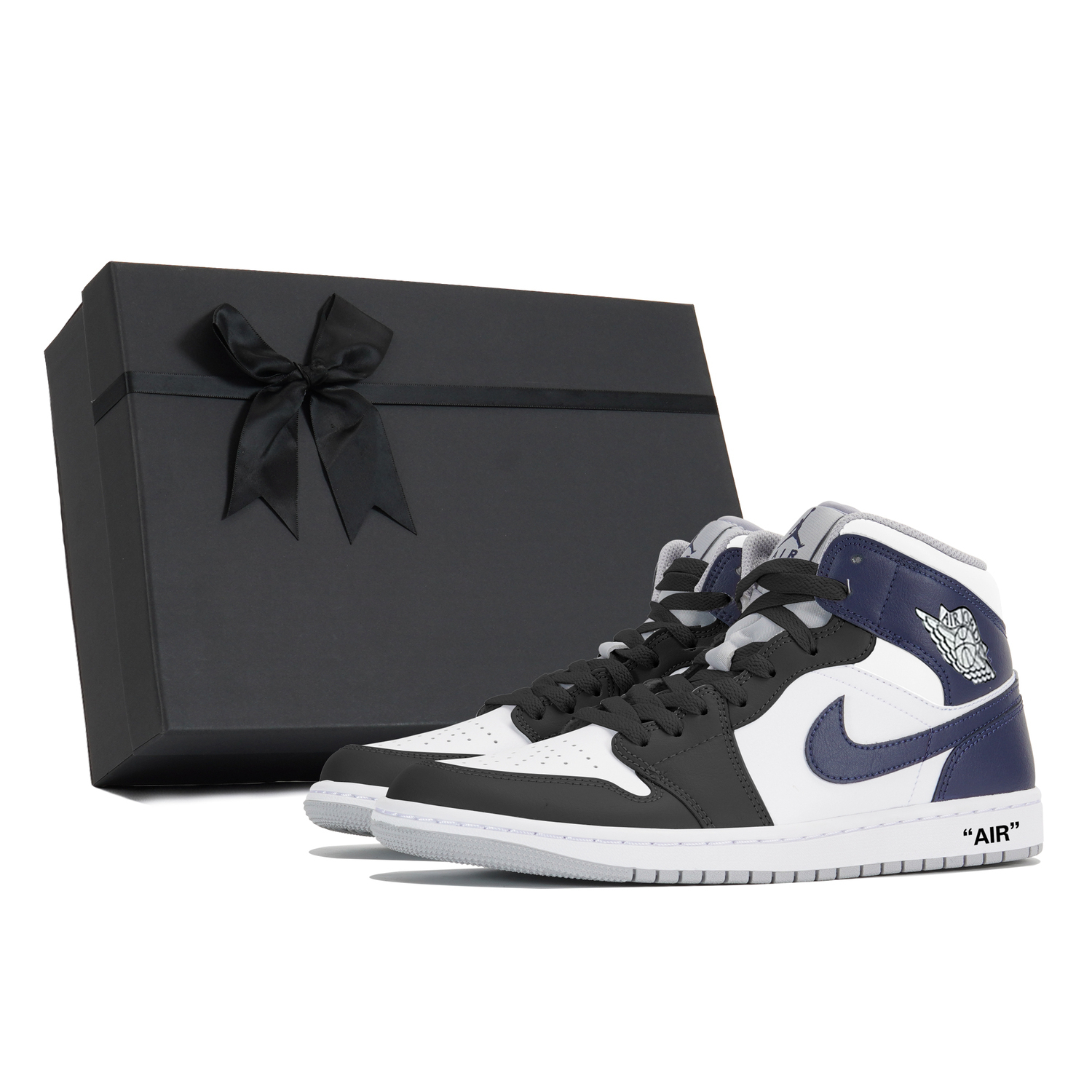 

Jordan Кроссовки Air 1 Cushioning Anti-Slip And Wear-Resistant Mid-Top Vintage Basketball Shoes Men's Blue Black