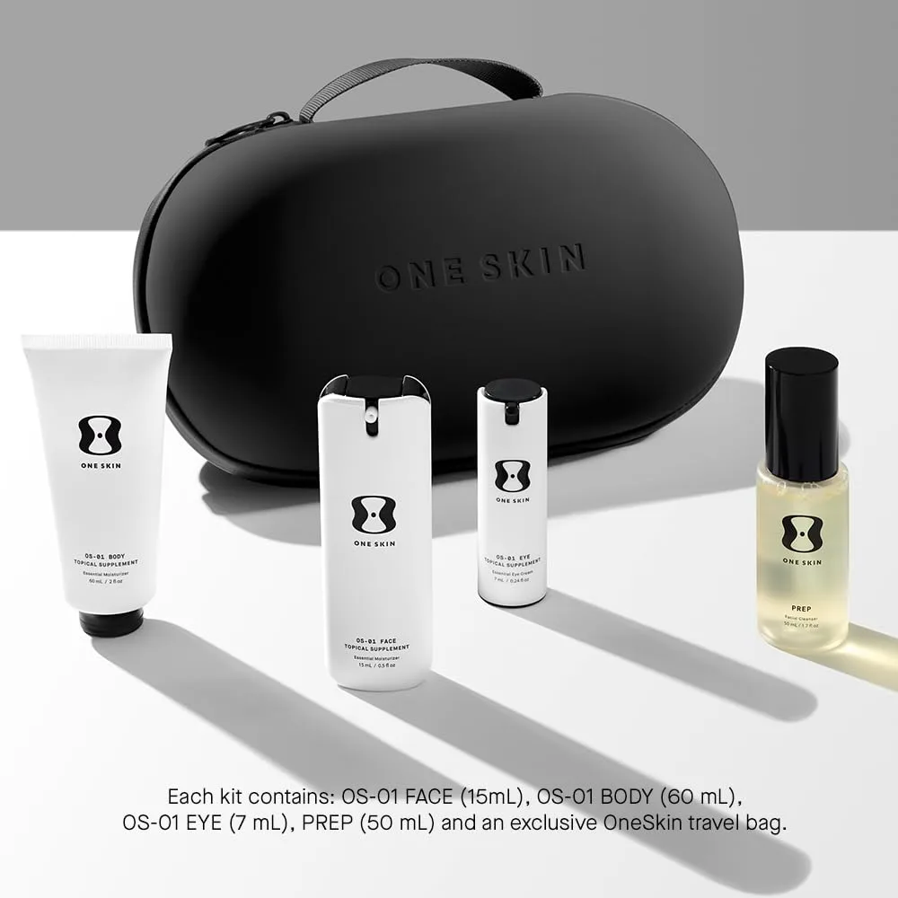 Набор для путешествий Oneskin OS-01 Peptide Mini - антивозрастной уход, упаковка для ручной клади, для всех типов кожи, Black — фото 2