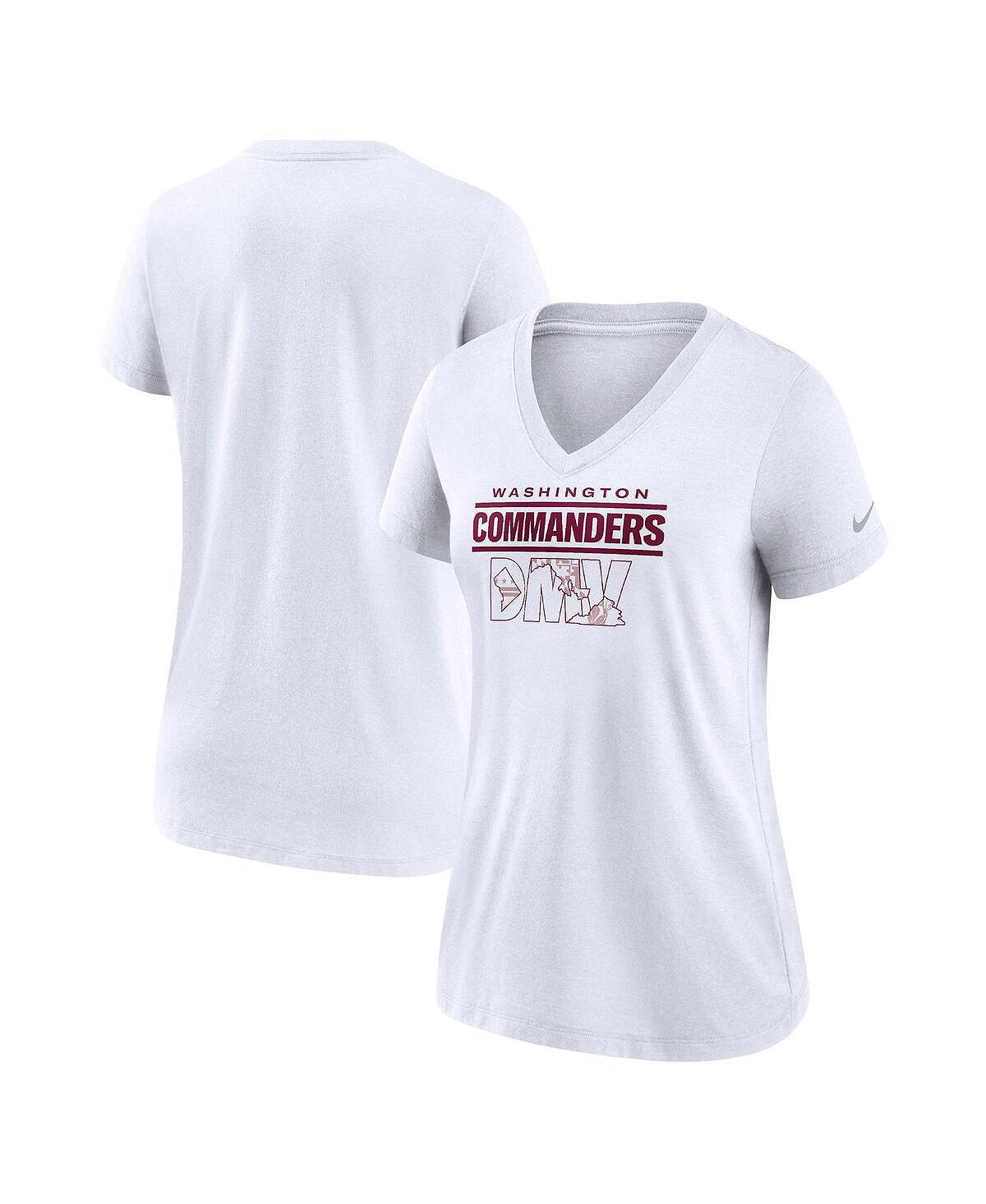 

Женская белая футболка Washington Commanders Hometown Collection Tri-Blend с v-образным вырезом Nike, белый