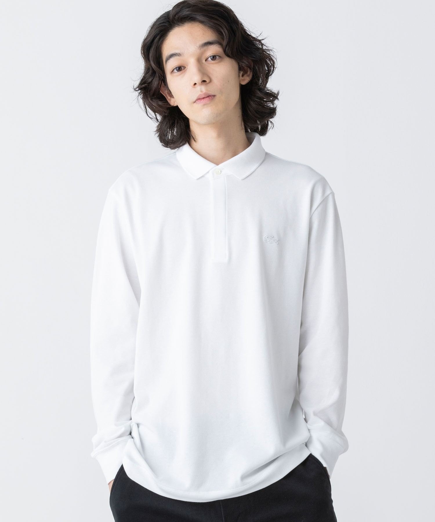 Рубашка-поло с длинными рукавами и планкой спереди LACOSTE, White — фото 2