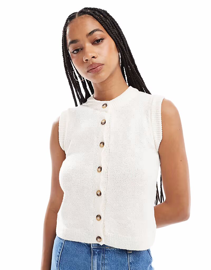 

Топ из трикотажного букле ASOS DESIGN цвета экрю
