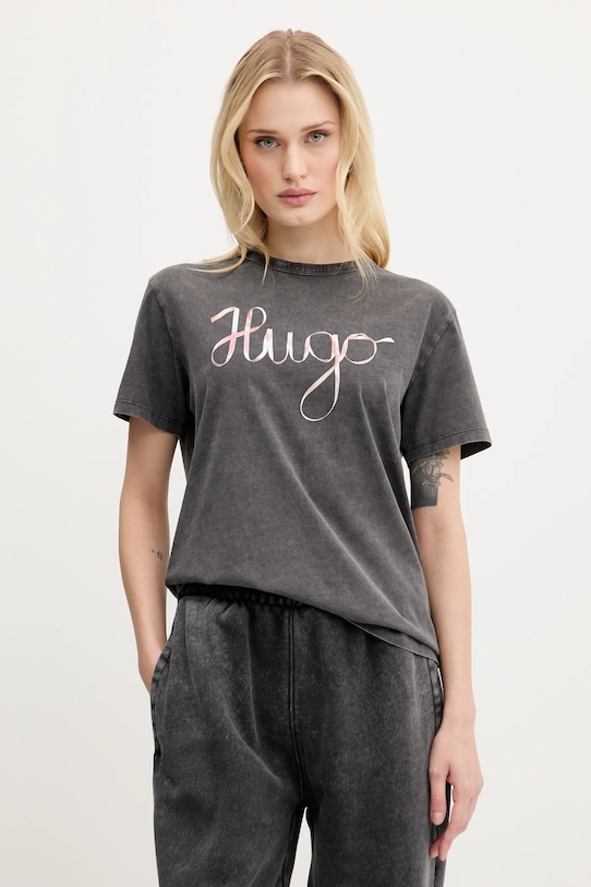 

Хлопковая футболка Hugo, серый