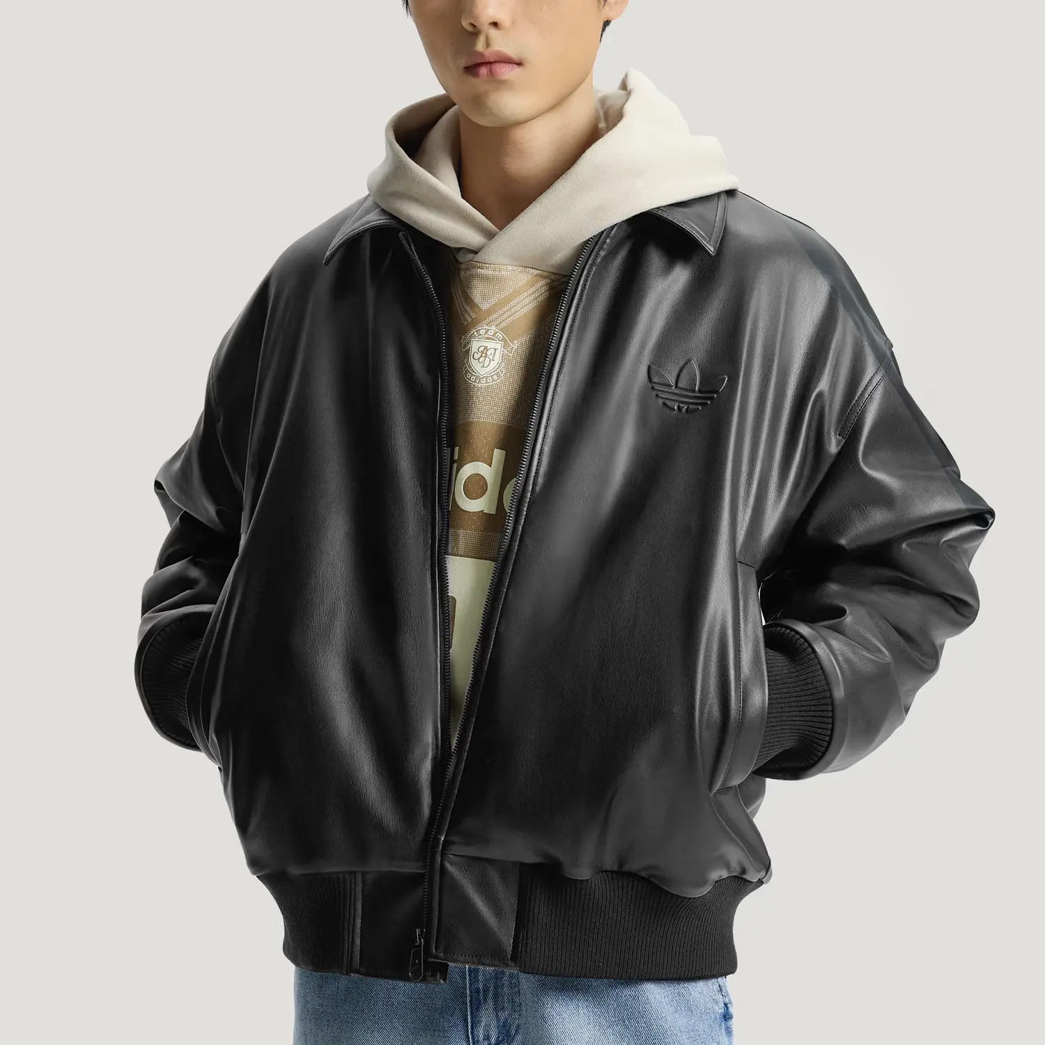 Куртка Sherpa FW25 из искусственной кожи, мужская Adidas Originals, черный — фото 4