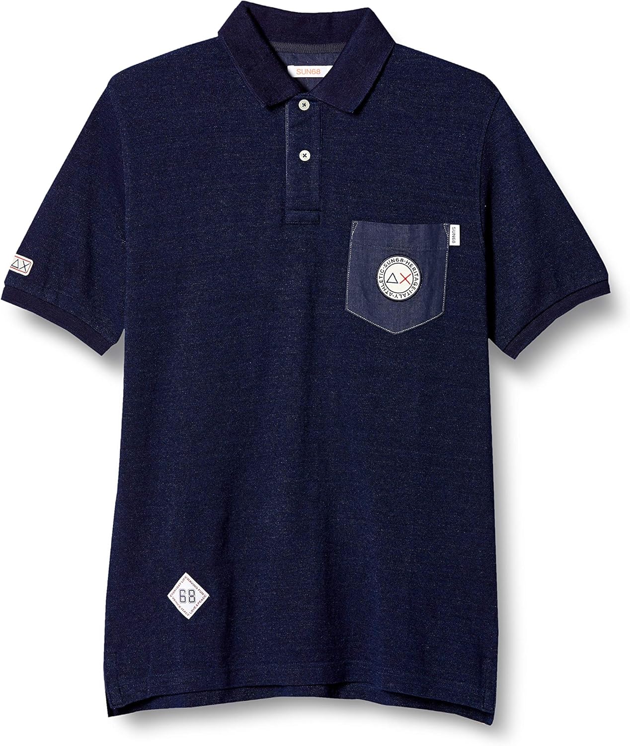 

Мужская рубашка-поло Sunsixteeight S8S64P с джинсовой отделкой цвета индиго Kanoko Sun68