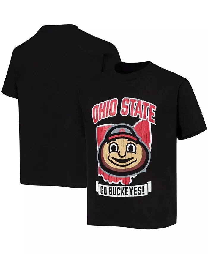 

Футболка с изображением сильного талисмана команды Ohio State Buckeyes Black Big Boys and Girls Champion
