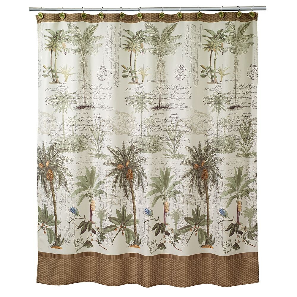 

Тканевая занавеска для душа Avanti Colony Palm, цвет Ivory