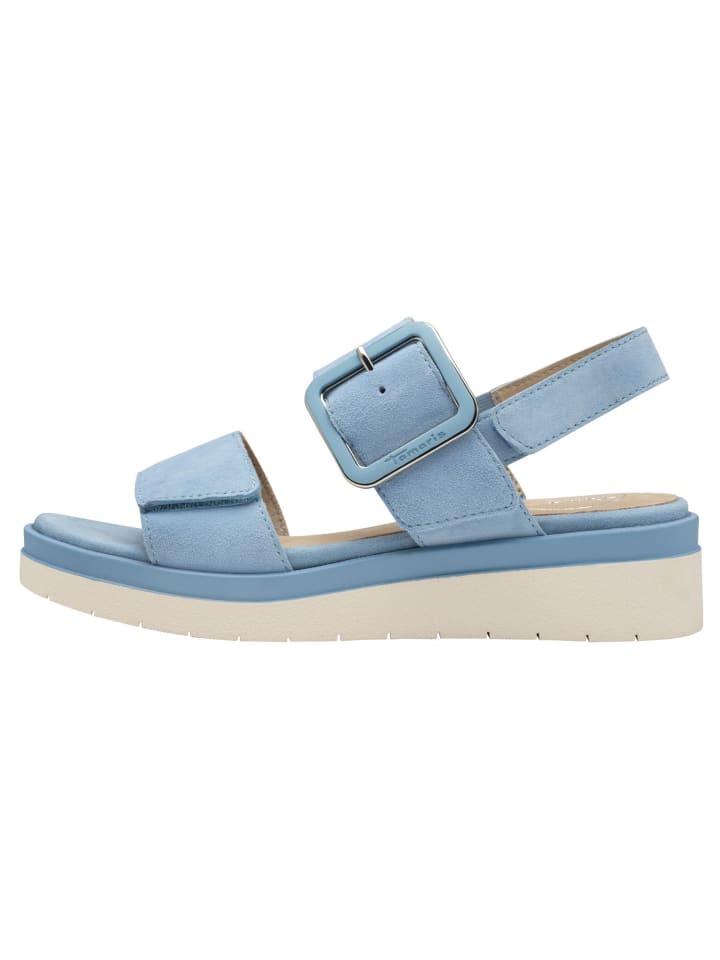 Сандалии на плоской подошве Tamaris, цвет lt blue suede — фото 4