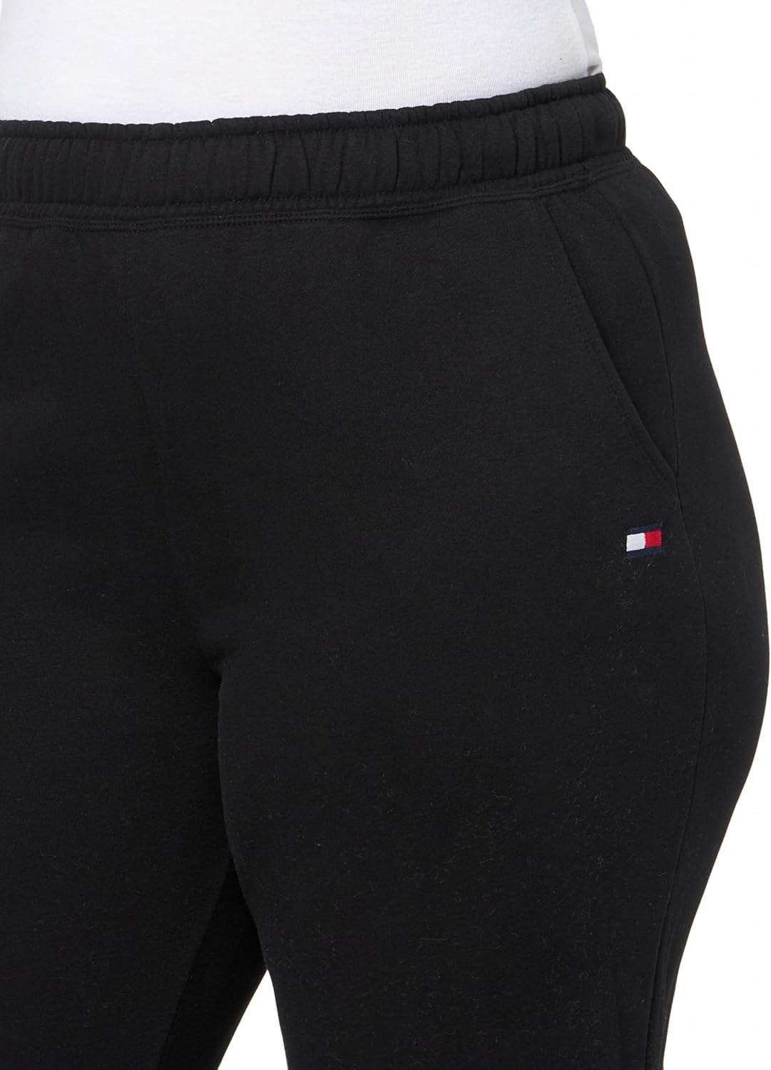 Женские флисовые джоггеры Tommy Hilfiger с вышитым флагом и эластичным поясом, Black — фото 3