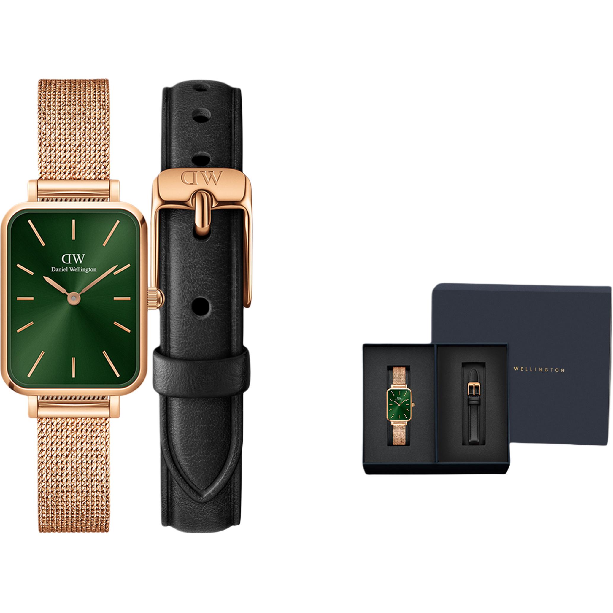

DW/DanielWellington Часы Daniel Wellington QUADRO Collection Wrist Watch Quartz Movement Leather Strap Green Dial Women's Watch