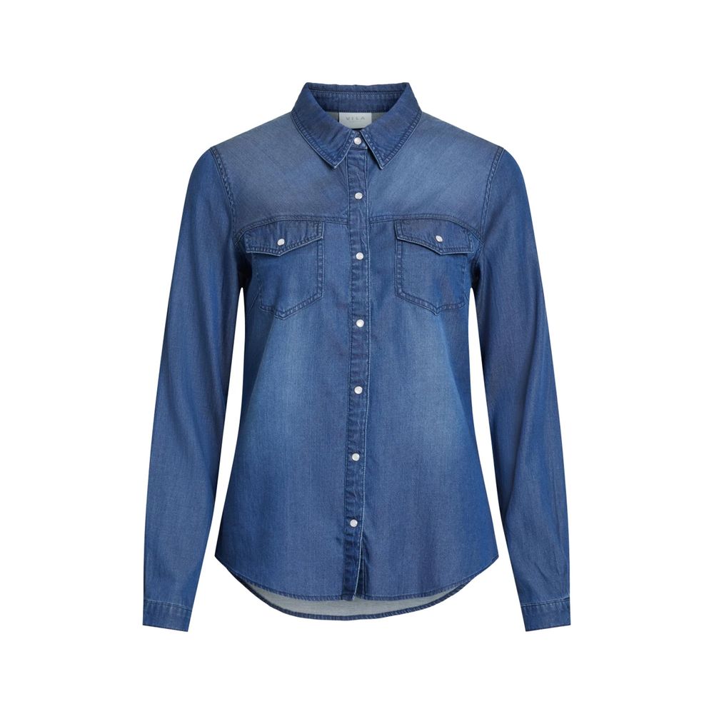 

Синяя хлопковая рубашка Vila Clothes