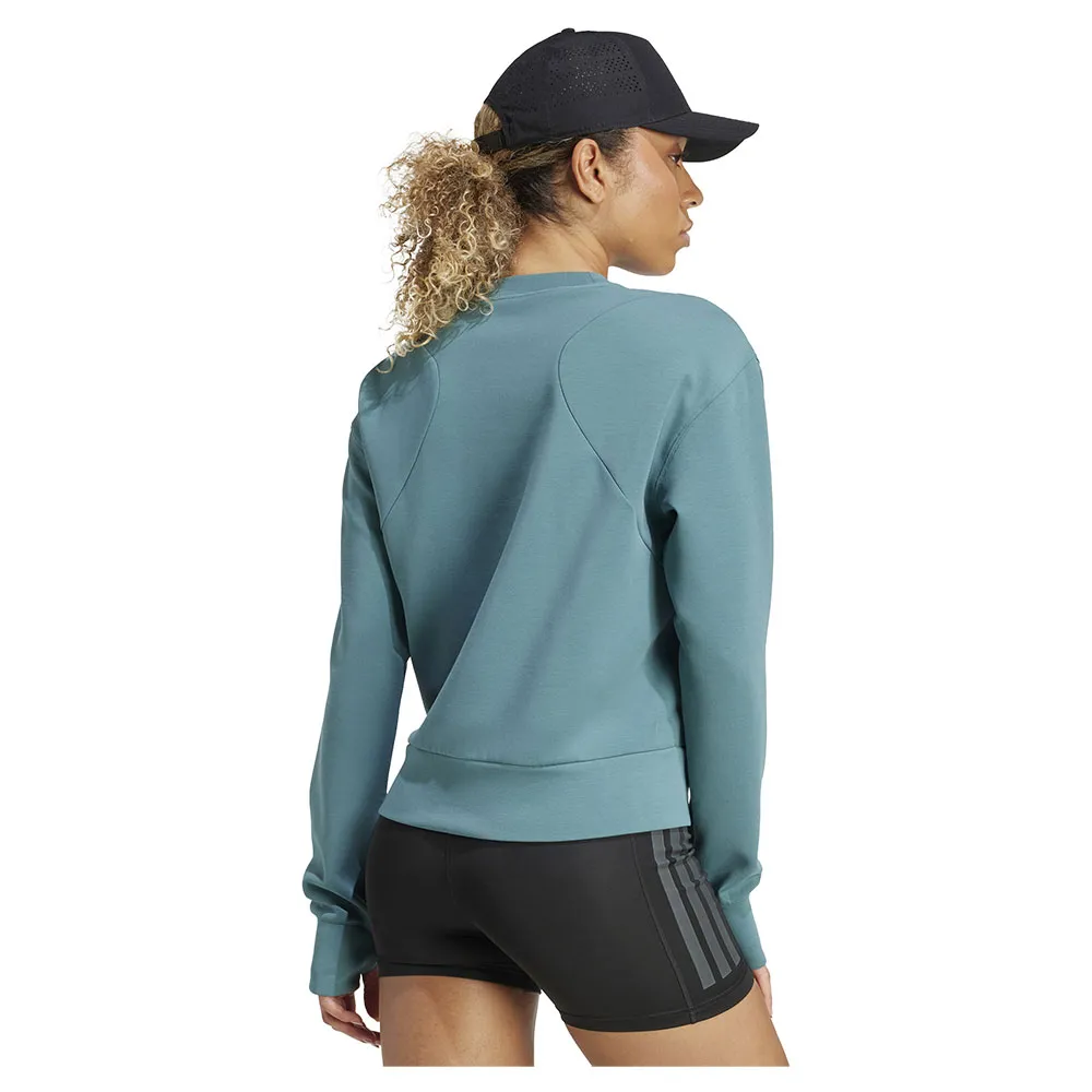 Толстовка спортивная adidas Designed For Training Warm-Up Crewneck, синий — фото 2