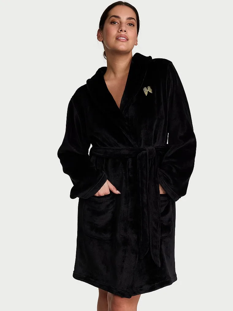 Уютный плюшевый халат Victoria'S Secret, Plush Short Robe Black