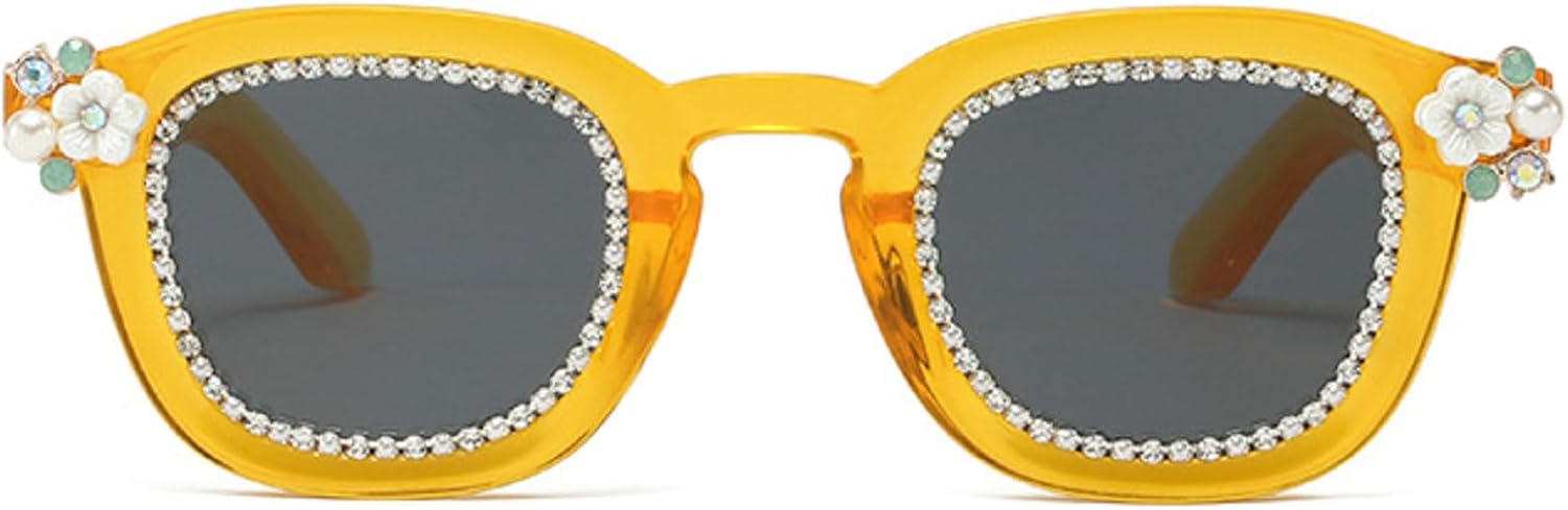 

Ретро солнцезащитные очки со стразами для женщин в стиле 90-х, квадратные солнцезащитные очки с бриллиантами, защита от ультрафиолета UV400, модные женские солнцезащитные очки с жемчужным блеском mincl, Yellow