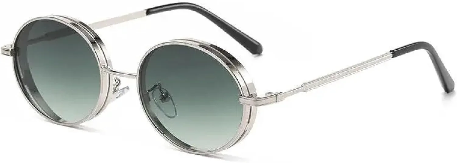 

Овальные солнцезащитные очки для мужчин и женщин в стиле панк, градиентные, металлические, для вождения, с защитой от УФ-излучения UV400 DSVIGF, Silver Gradientgreen