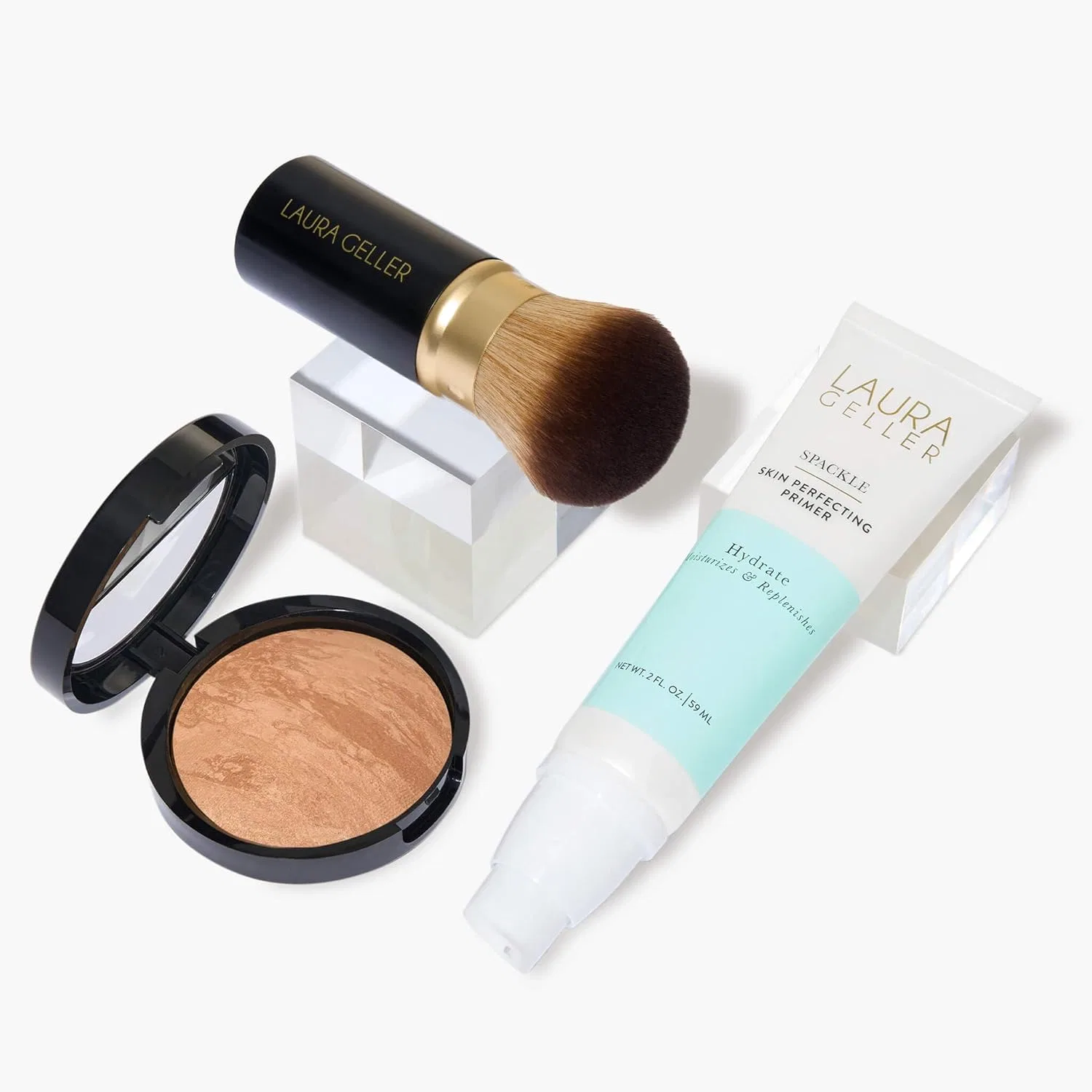 Набор для макияжа LAURA GELLER NEW YORK: Bake Balance-N-Brighten пудра-основа, Spackle праймер и кисть кабуки